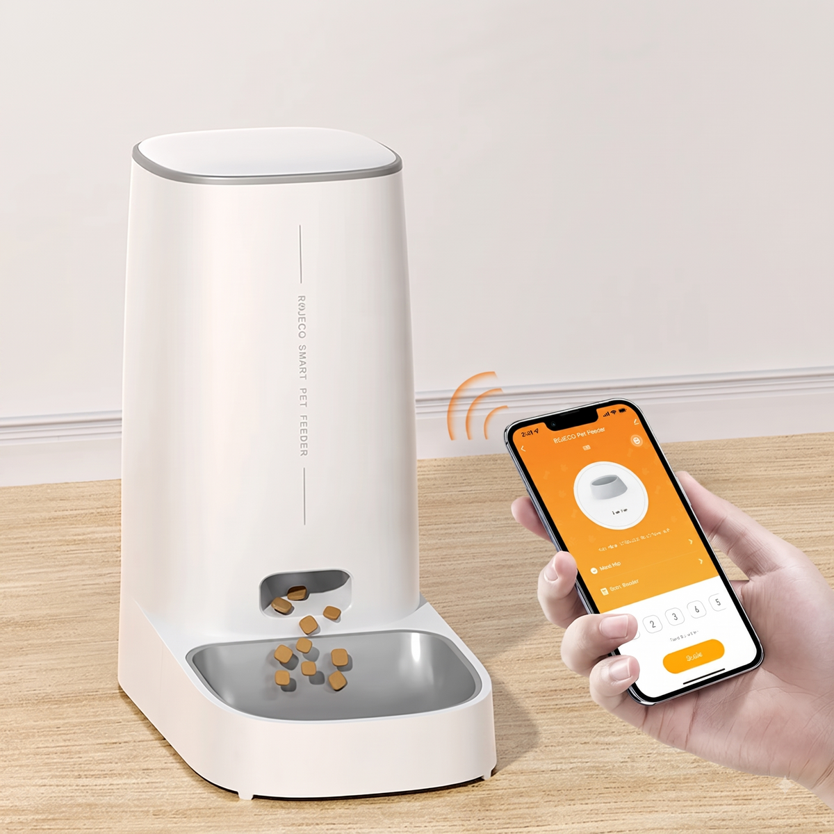 Comedero automático WiFi, control desde la app móvil