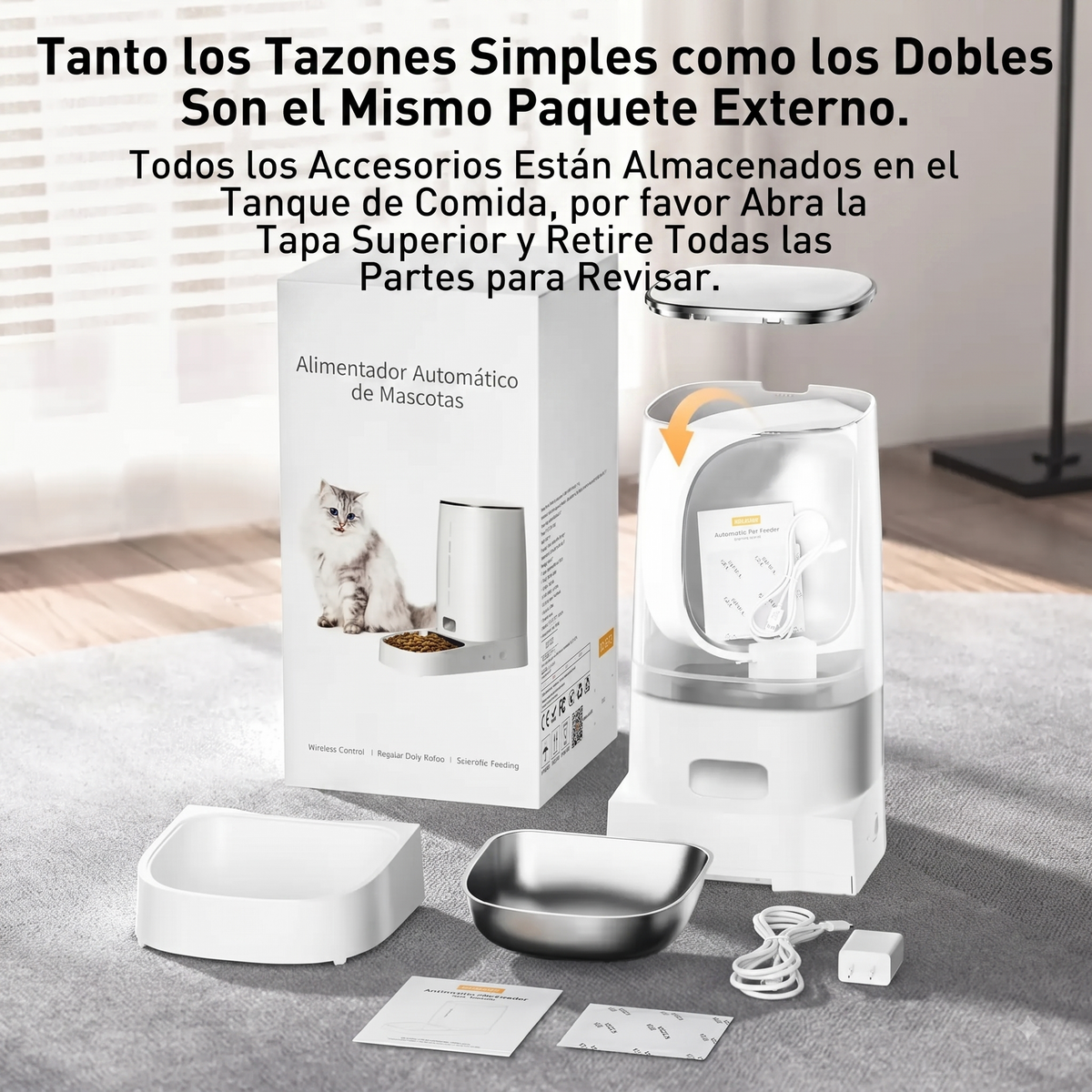 Comedero automático WiFi en uso en el hogar