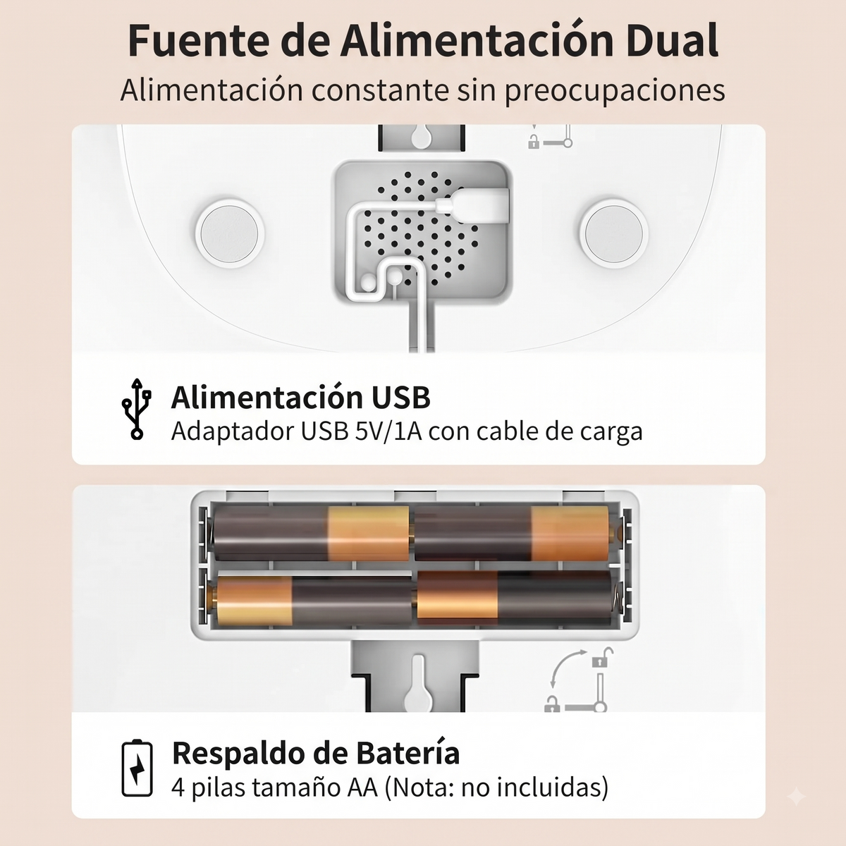 Comedero automático WiFi, panel de botones físico