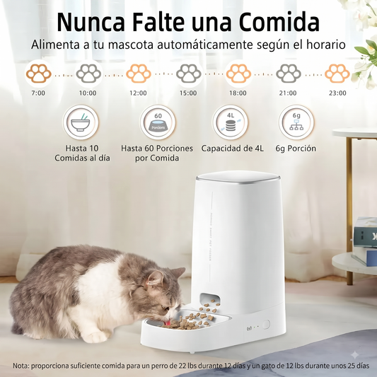 Comedero automático WiFi para gatos y perros, vista frontal