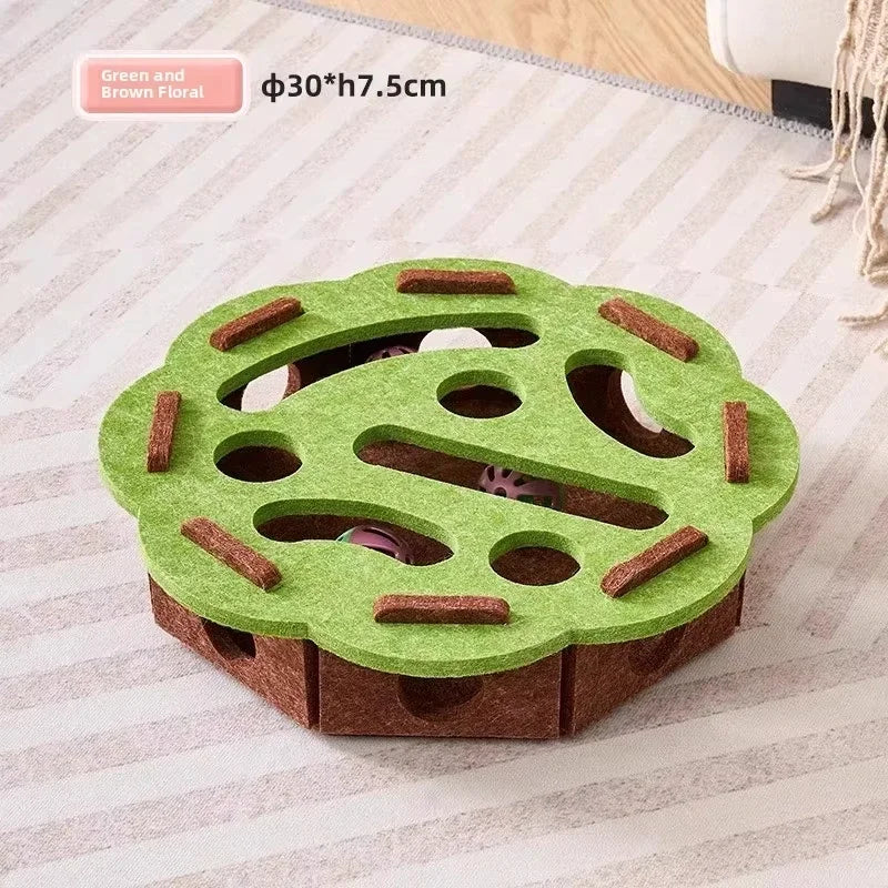 Juguete Puzzle para Gatos Caja de Fieltro con Rascador y Pelota para Interior – Omnipet