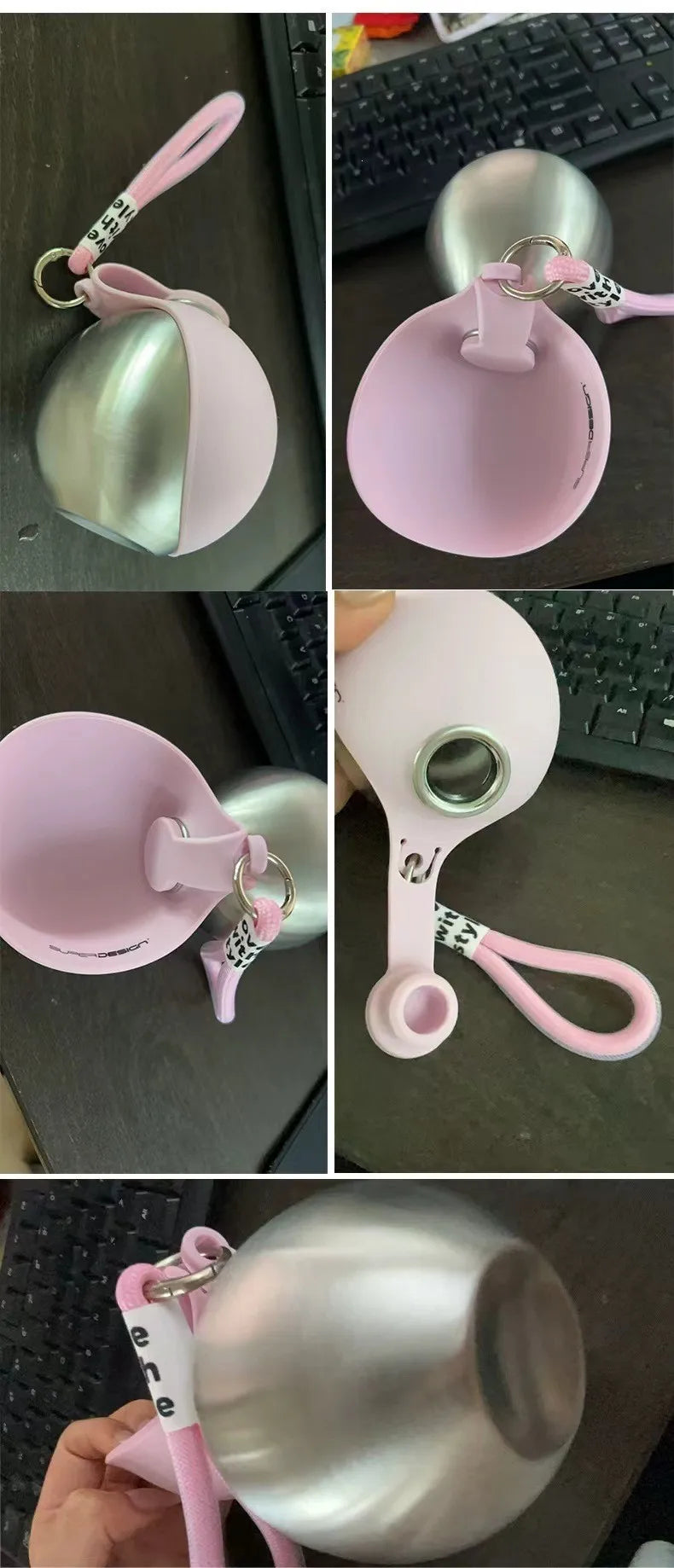 Botella de agua para mascotas - detalle del cordon