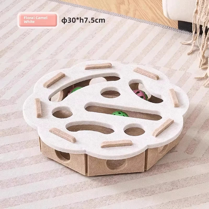 Juguete Puzzle para Gatos Caja de Fieltro con Rascador y Pelota para Interior – Omnipet