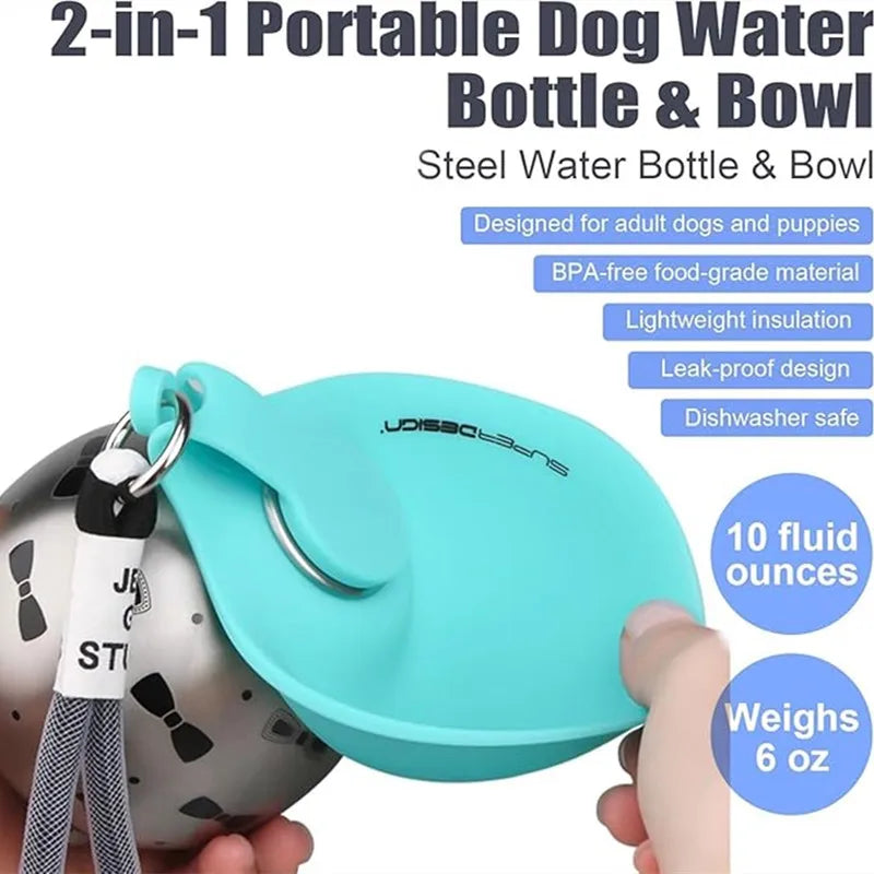 Botella de agua para mascotas - uso durante el paseo
