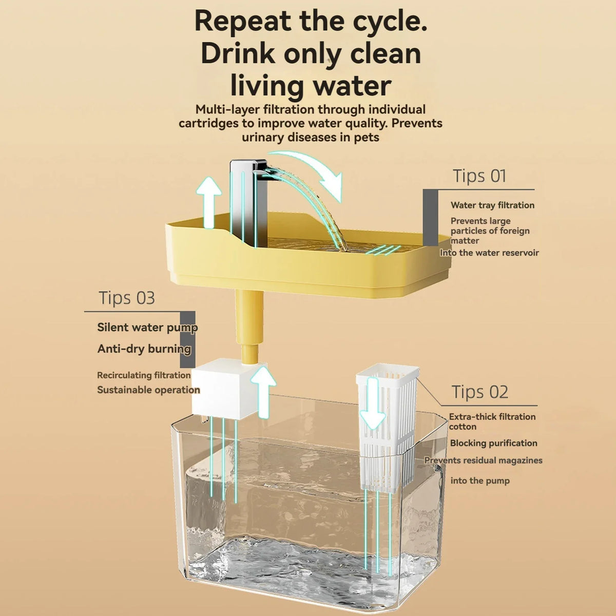 Fuente de agua para gatos, medidas y capacidad