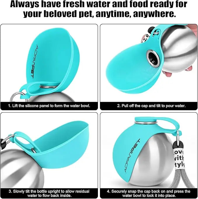 Botella de agua para mascotas - vista superior