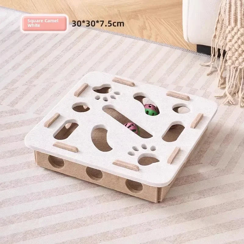 Juguete Puzzle para Gatos Caja de Fieltro con Rascador y Pelota para Interior – Omnipet