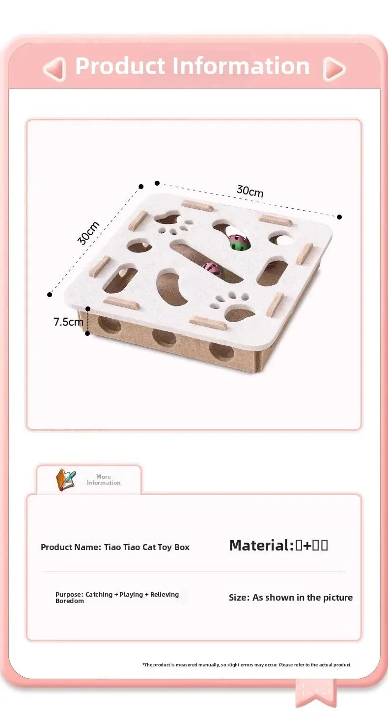 Juguete Puzzle para Gatos Caja de Fieltro con Rascador y Pelota para Interior – Omnipet