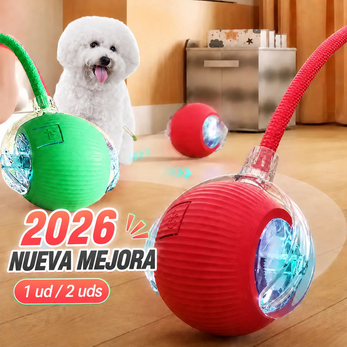 Pelota interactiva automática recargable para perros