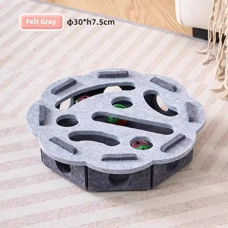 Juguete Puzzle para Gatos Caja de Fieltro con Rascador y Pelota para Interior – Omnipet