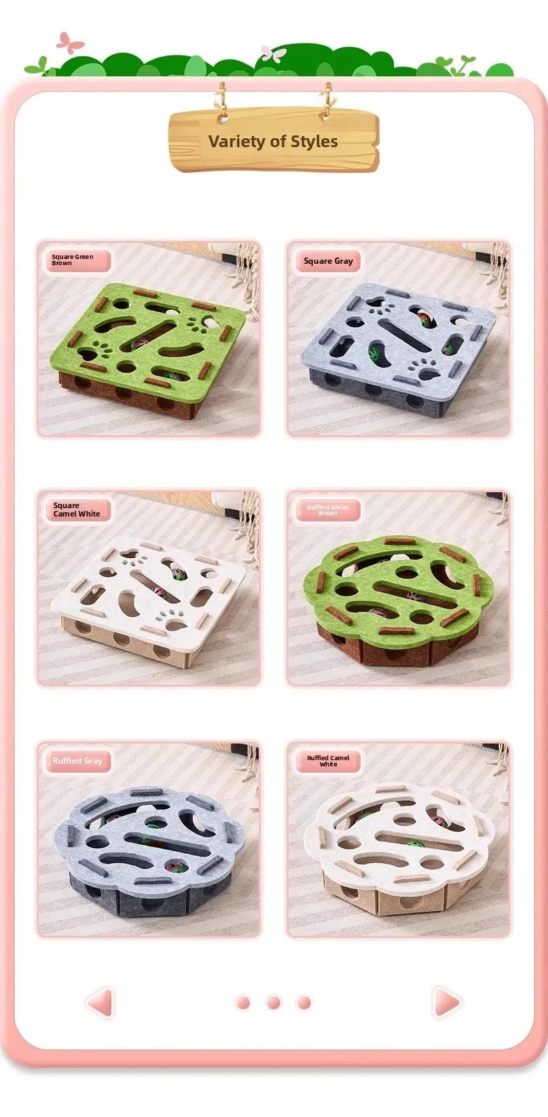 Juguete Puzzle para Gatos Caja de Fieltro con Rascador y Pelota para Interior – Omnipet