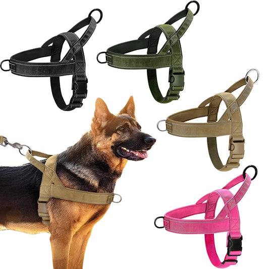 Arnés táctico anti-tirón para perros con asa de control